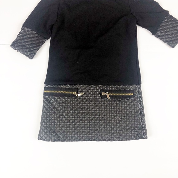 Black synthetic Leather Design Moto Dress … - Picture 2 of 3